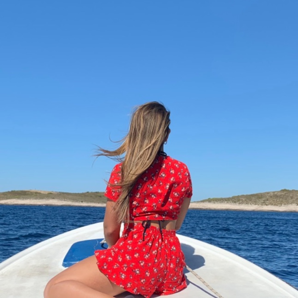 Red top and shorts set